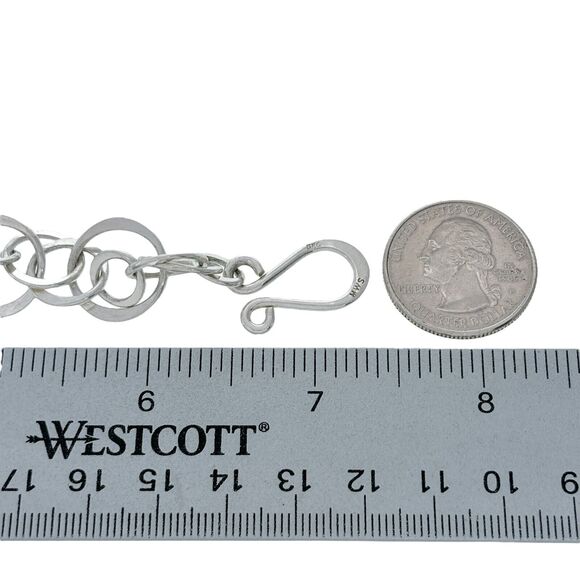 Vintage Mexican MWS Sterling Silver 925 Linked Circle Chain Bracelet 7.25" - Picture 4 of 5